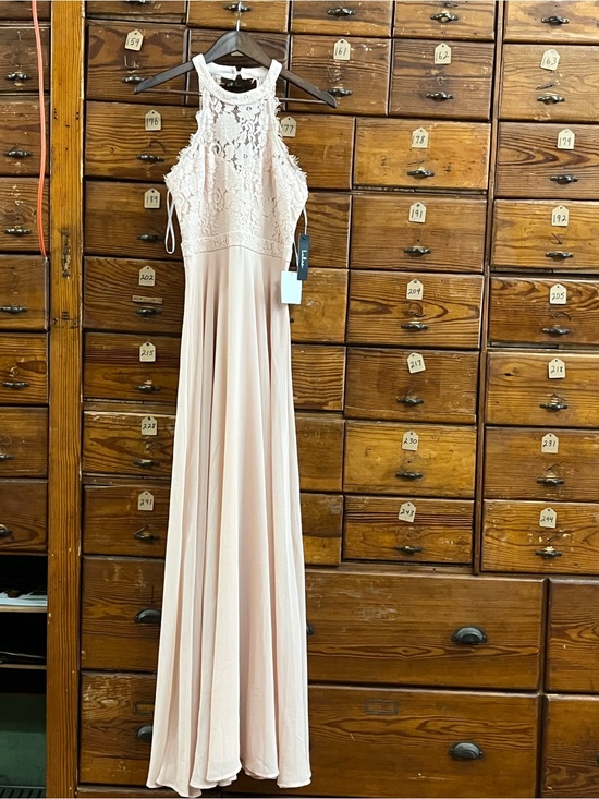 Lulus Dresses & Skirts - Lulu's Blush Pink Lace Halter Maxi Gown